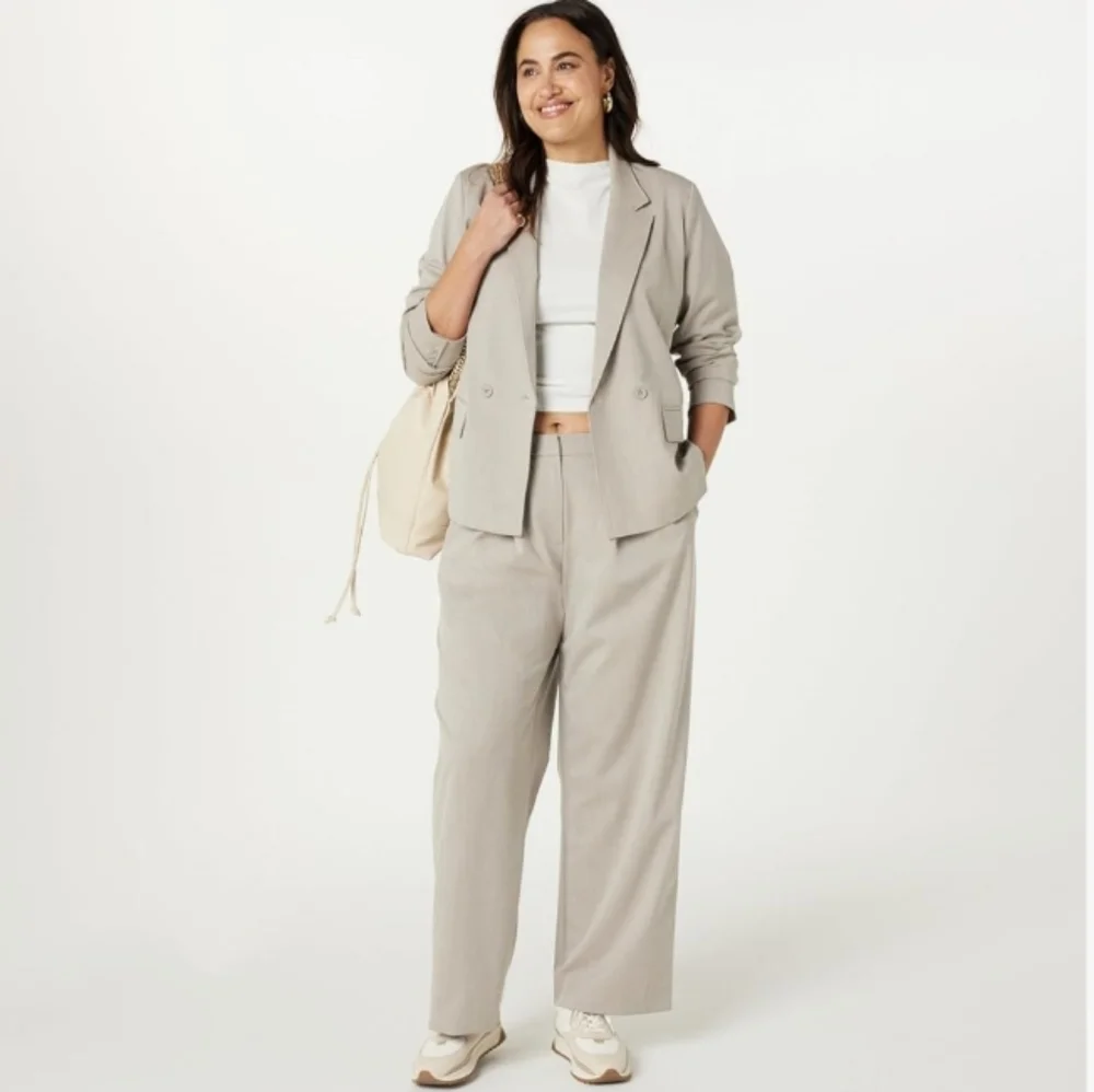 The Drop Heater Cream Liza Relaxed Single-Breasted Blazer Size Large NWT - Picture 7 of 10